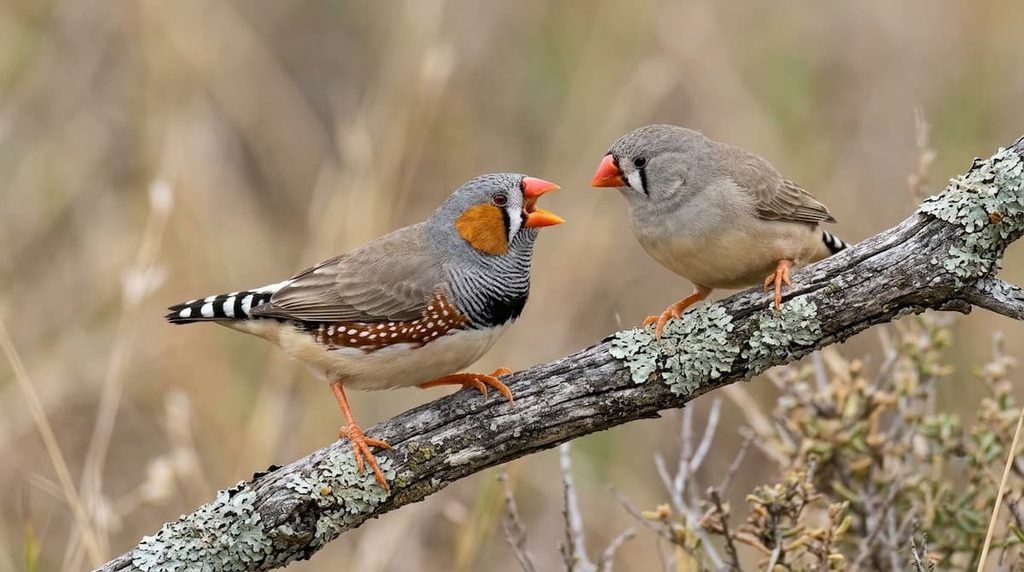 Zebra finches communicating through calls