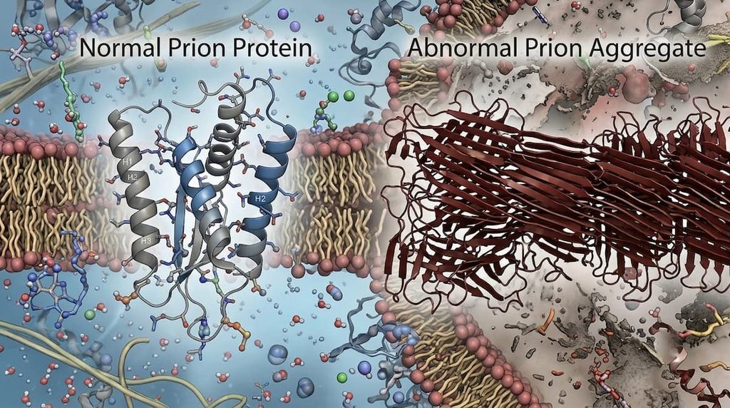 Normal and misfolded prion protein structures