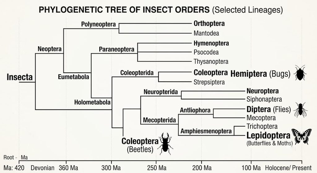 Phylogenetic tree of insect orders
