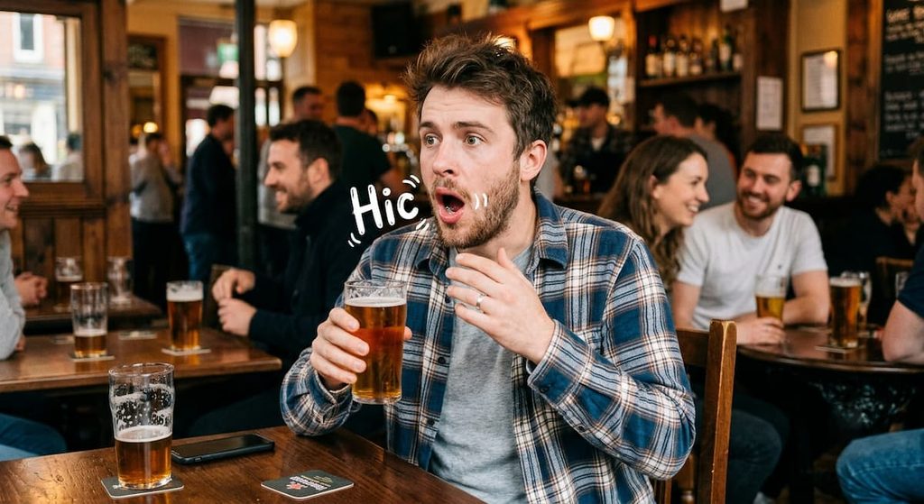 Person experiencing a sudden bout of hiccups